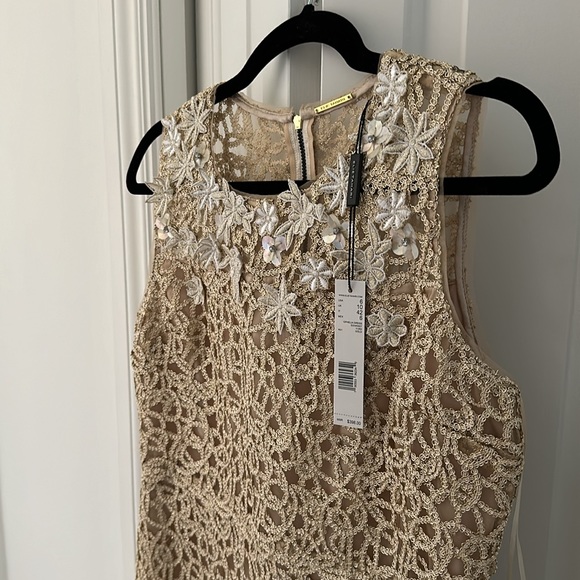 NWT Elie Tahari Gold Crochet Lace Dress - Picture 4 of 4